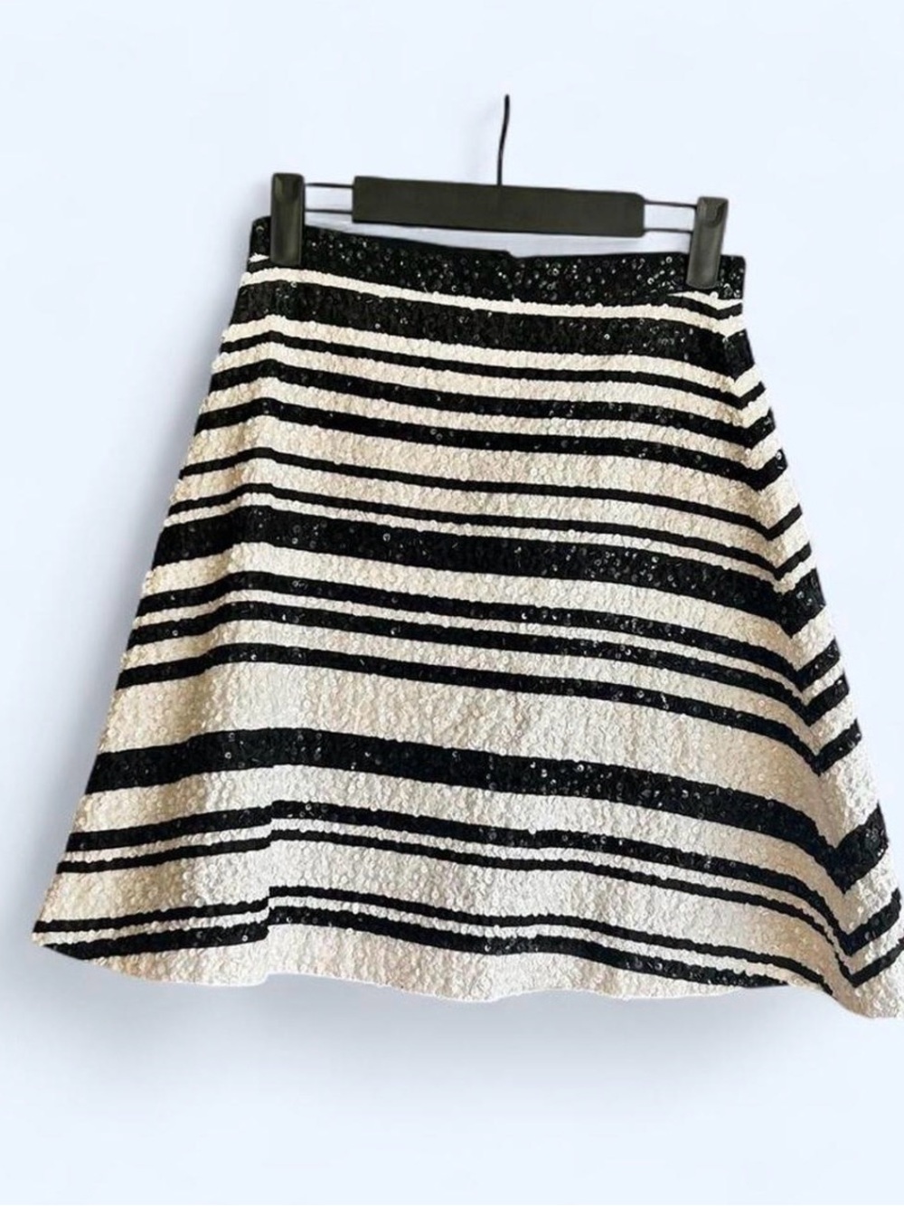 Alice and Olivia Black and White Striped A-Line Skirt
